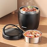 Misonea Thermo for Hot Food 32OZ, Vacuum Insulated Food Jar for Adults, Stainless Steel Soup Thermo Wide Mouth Leakproof Lunch Containers with Spoon for School Office, Black