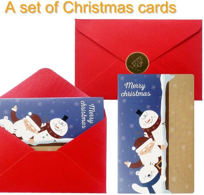 Pop Up Christmas Cards with Envelopes Sealing Stickers, Sets of 6 Fun 3D Honeycomb Xmas Cards, Cute Merry Christmas Card Holiday Greeting Gift for Kids Children Friends - Image 6