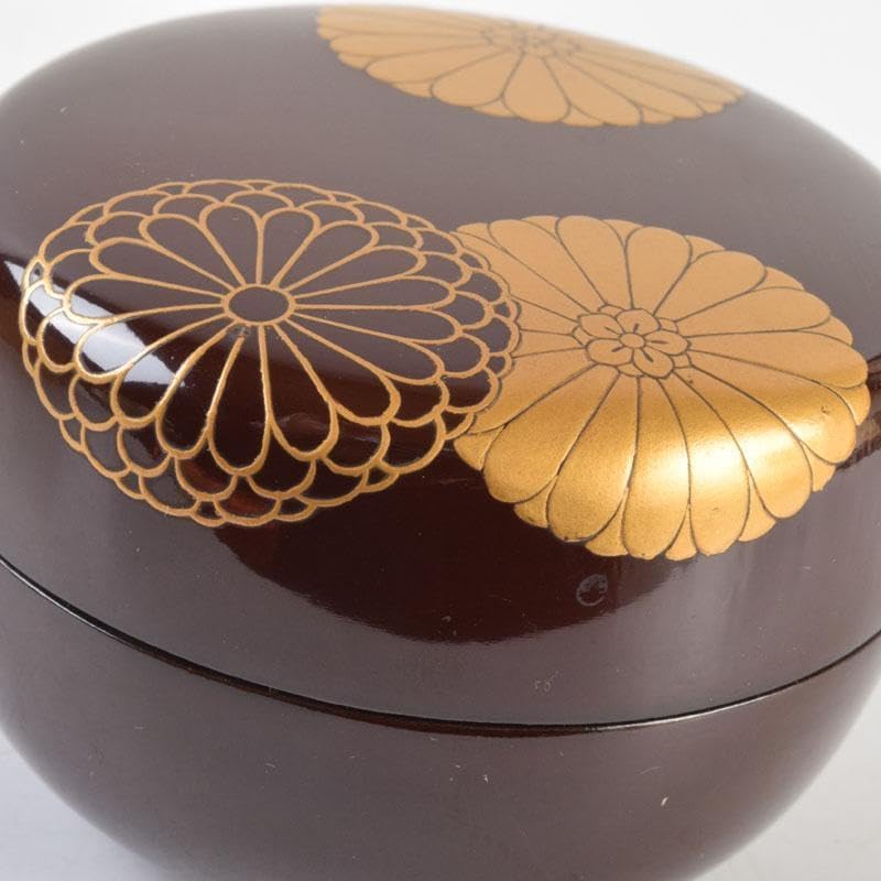茶道具　御塗師　満田道志作　菊蒔絵　平棗　久田流家元極め箱　V　8771 茶道具 御塗師 満田道志作 菊蒔絵 平棗 久田流家元極め箱 V 8771