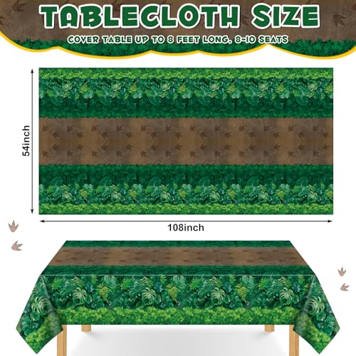 Image of 3 Pack Forest Path Tablecloths, 54 x 108 In Safari Jungle Table Cover | Waterproof PE, fits most 8-10 seat rectangular tables, easy cleanup, for birthday, baby shower, picnic, camping