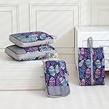 Cubos de embalaje de compresión para viajes, juego de 4 cubos organizadores expandibles compresibles para equipaje de mano, maleta, accesorios esenciales de viaje para mujeres y hombres (pluma)