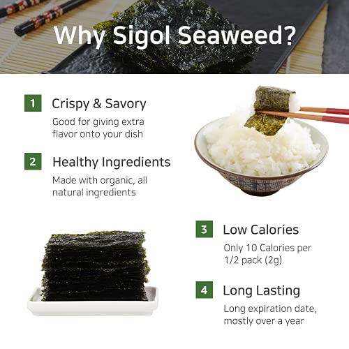 Kd Home Organic Premium Sesame Oil Roasted Sigol Seaweed 24Pk (0.14 Oz X 24Ea). Seaweed Snack, Made Gluten Free, Non-Gmo, No Preservative, And Vegan Snack. Perfect For On The Go, Good With Any Meal #TOP3