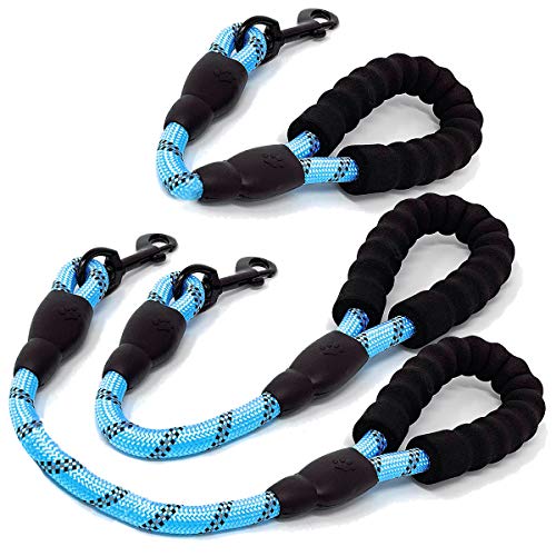 Cymiler Nylon Traffic Leash with Padded Handle, 3 Sizes - Short Dog Training Leash with Reflective...