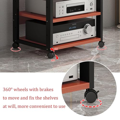 Mueble multimedia esquinero de madera con estantes para audio y video 5