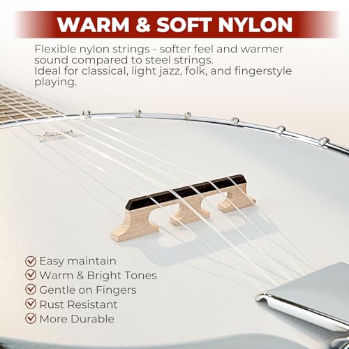 Image of Vangoa NYLON Banjo 5 String Kit, 38 Inch Full Size Banjo with Nylon Strings with Gig Bag, Premium Accessories Outfit, Starter Kit for Beginners Adults Teens, Brown