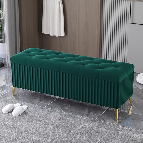 Banco de terciopelo de madera para pasillo entrada extremo de cama 2