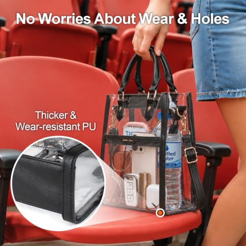 Image of PACKISM Clear Purse for Stadium Events - Clear Crossbody Bag for Women | Adjustable Wide Strap, 2 Easy-Access Pockets, Thick 0.5mm PVC, for Sport Game Day Concert Festival, Clear Bag Stadium Events