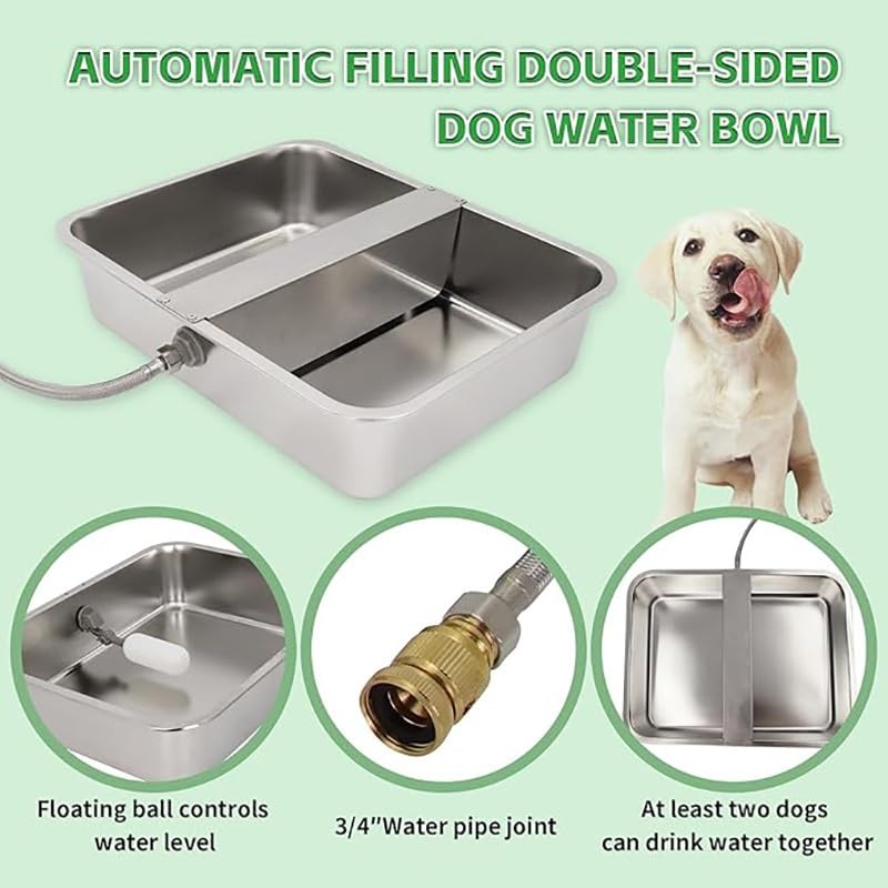 Cuenco de Agua for Perros, comedero automático de Agua de 13,5 l, Bebedero Grande de Acero Inoxidable for Mascotas, comedero de Agua for Animales de Ganado(Bowl with Hose Pad)