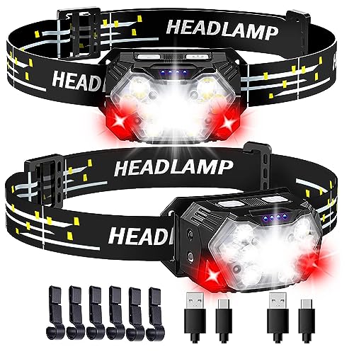SENDALE Stirnlampe LED Wiederaufladbare,5000 Lumen 9 LED Kopflampe Batteriebetrieben USB C aufladbar mit Rotlicht und Bewegungssensor,7 Lichtmodi,IPX6...