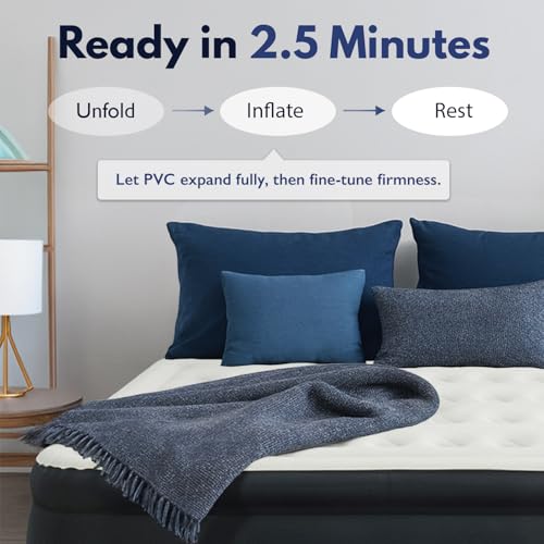 Image of King Koil 13 inch California King Air Mattress with Built-in High-Speed Pump - CNN Underscored Top Pick, Sleeps Like a Real Bed, Fast Inflation, 650 lb Capacity for Guests, Camping, Home, 1-Year Warranty