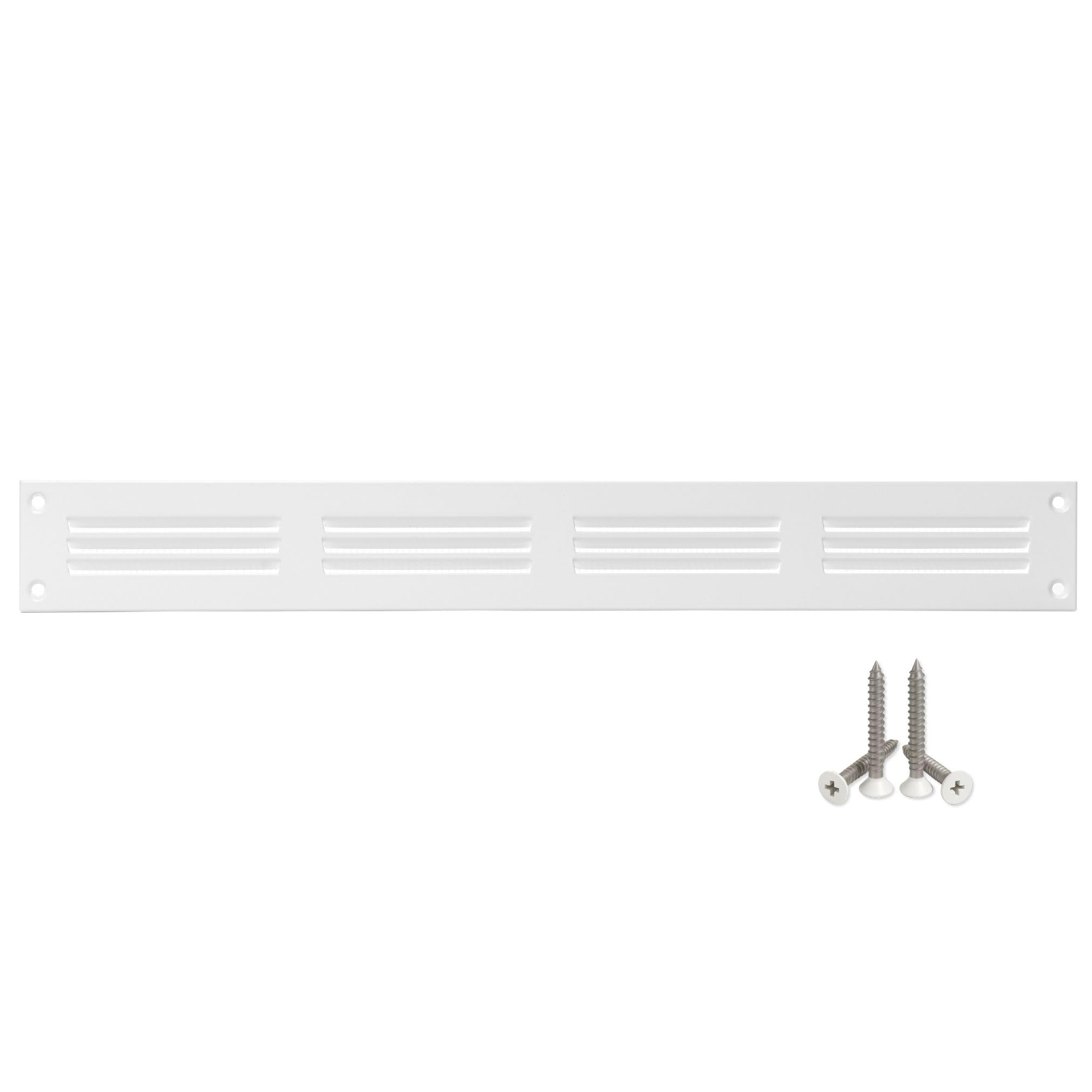 Lirast White 400X50mm Vent Cover - 16X2 Inch Wall Vent Cover With Insect Mesh - Ceiling Soffit Vents - External Vent Cover - Metal Ventilation Grilles - Air Vent Covers For Walls