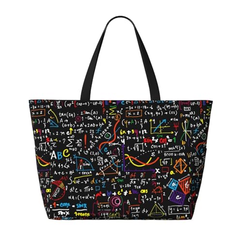Math Formula Print Roomy Beach Tote Bag For Women, Large Travel Bag For Weekend Travel,Pool2