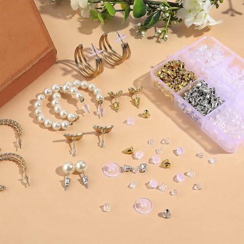 Silicone Earring Backses 1200 PCS, Rubber Earrings Backs Clear Soft, Hypoallergenic, Plastic Earring Backs for Studs/Droopy Ears/Heavy Fish Hook Earrings Studs Hoops - Thumbnail 2