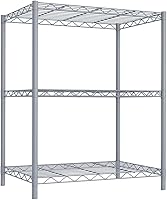 Vista 4 de Home Basics Unidad de almacenamiento de estantería de alambre (3 niveles, gris)