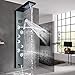 Produktbild Duschsystem Duschsäule Aus Gebürstetem Nickel Mit 3 Griffen Wasserfall Regenduschset Wasserhahn Rotierende Körpermassage Jet Bad Duschsystem Duschsäule-Blac