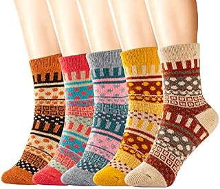 AEXIRI Socks Women ,Winter Womens Socks, 5 Pairs Wool Warm Soft Women's Socks, Thermal Thick Warm Knitting Cozy Fuzzy Crew Ladies Socks ,Great Gift & Present