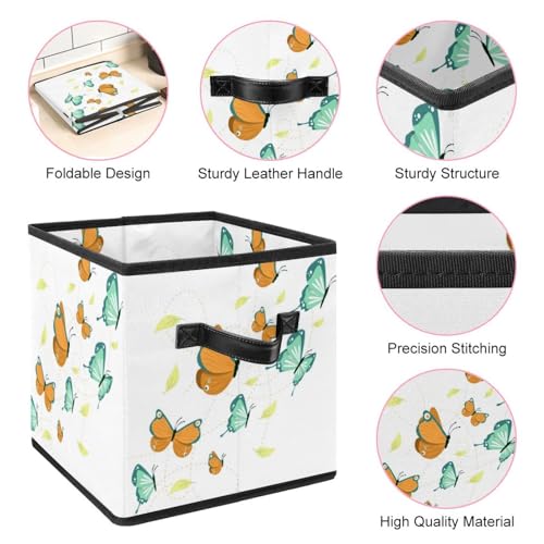 Cube de rangement pliable imprimé papillons avec poignées de transport solides - 5