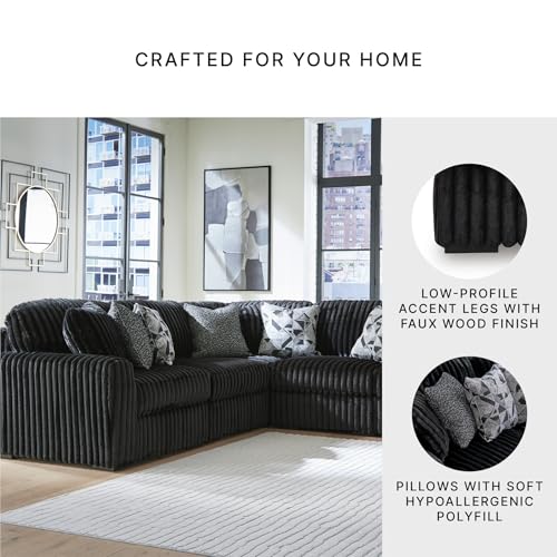 Image of Signature Design by Ashley 5-Piece Jumbo Corduroy Sectional Sofa, Black