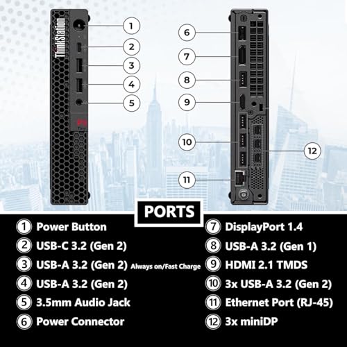 Image of Lenovo ThinkStation P3 Tiny Desktop Computer | Intel Core Ultra 5 CPU (10 Cores, Up to 4.9GHz) | 32GB DDR5 RAM, 2TB SSD | NVIDIA RTX A400 Graphic (4GB GDDR6 RAM) | WIFI7 | Dual 4K Display Support