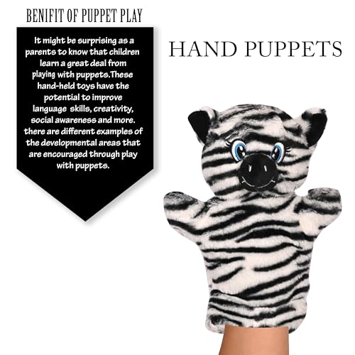 Image of Besties Zebra Hand Puppets for Kids - Soft Hand Puppets for Kids, Story Telling Puppet for Kids, Hand Puppet Toy, Plush Animals Hand Puppet Toys, Fun Play Learning Toys - Black (Zebra)