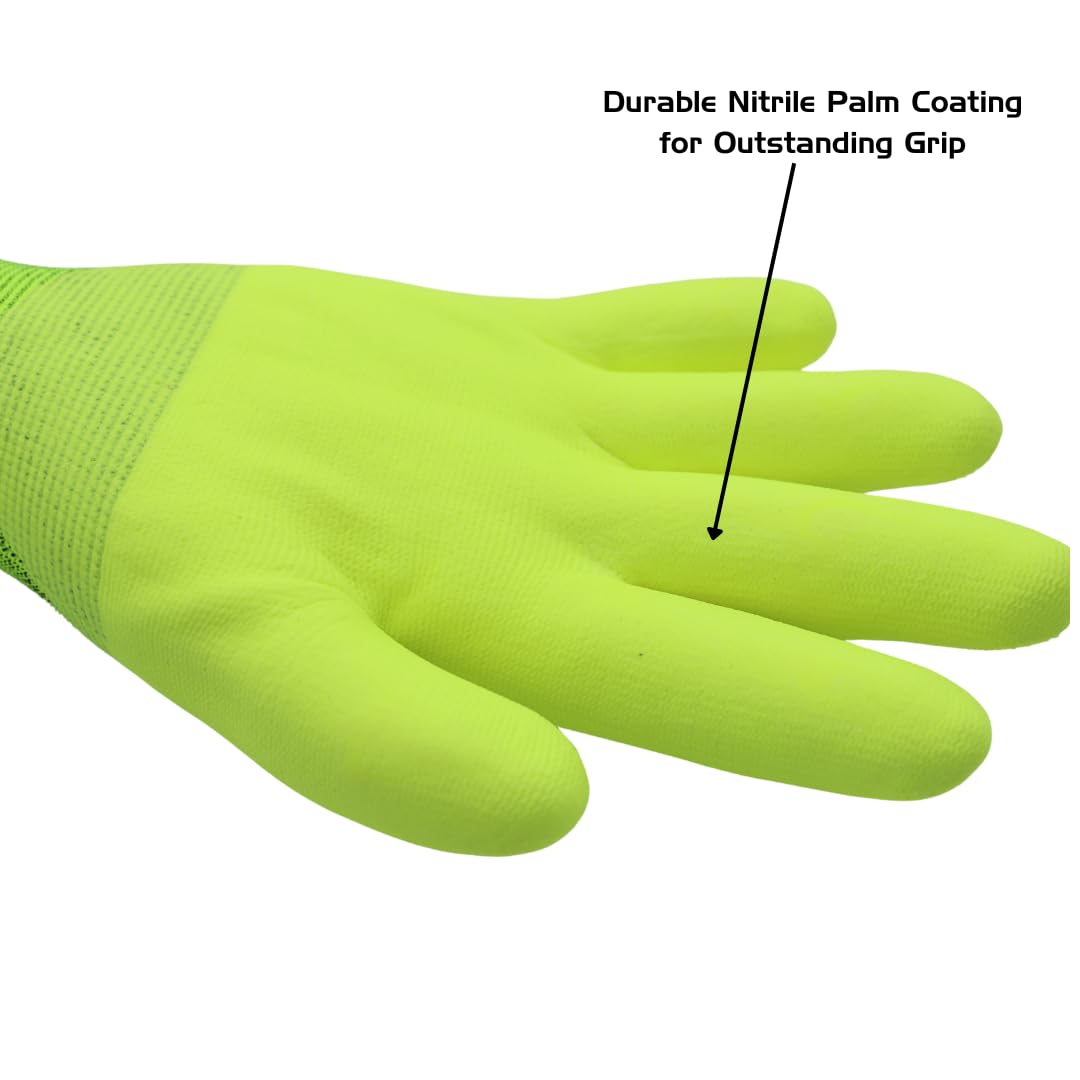 RED STEER Chilly Grip A319-SHi-Vis - Guantes de trabajo con forro térmico pesado y uso general, L, amarillo neón, 1