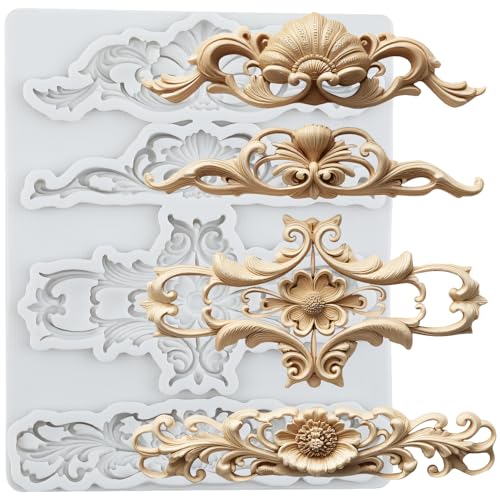 MYPRACS Baroque Silicone Molds Curlicues Scroll Lace Fondant Mold