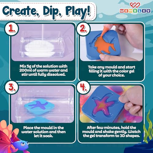 Image of Wembley Aqua Jelly Kit for Kids | Craft Kit for Girls 9-12 Years | Make Your Own Water Pets | Squishy Making Kit for Girls 8-10 | Pack of 12 (30 ml)