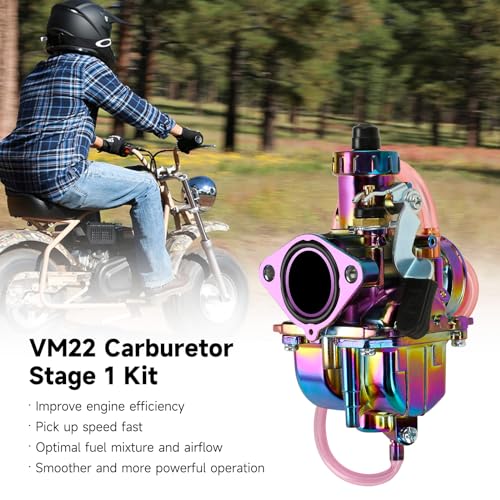 Image of FVRITO VM22 Carburetor Carb Jet Kit for Predator 212cc 196cc Coleman CT200U BT200X Mini Bike KT196 Go Kart Baja MB165 MB200 GX160 Clone Engine with Air Filter Intake Manifold Performance Parts Rainbow