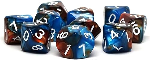 Miniatura 2 de Colección D10 de granito de cobalto y cobre de diez unidades – Paquete de 10 dados numerados a juego de 10 caras – Perfecto para juegos de guerra de