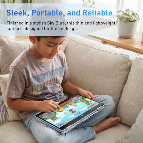 Image of HP 2-in-1 14 inch Touchscreen Chromebook Laptop, 4GB RAM, 64GB SSD, Sky Blue | Intel N100 4-core CPU, Gemini Advanced, HD IPS Display, Webcam w / shutter, HP Fast Charge, ChromeOS, w / Wireless Mouse