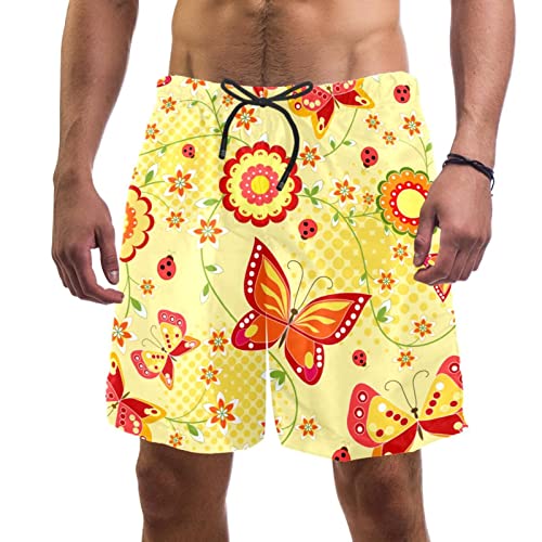 Maillots de bain hommes à motif floral jaune short de bain léger