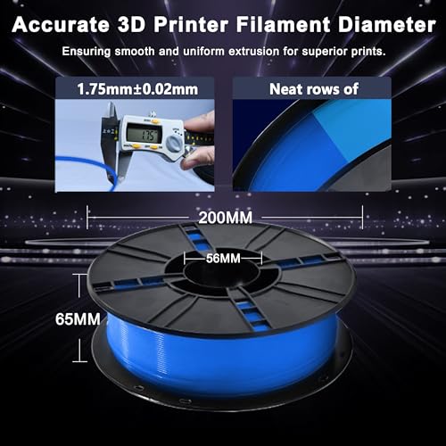 Image of iBOSS 3D PLA Plus Printer Filament, 1.75mm Glow in The Dark Blue PLA+ Filament for 3D Printing, 1kg Spool (2.2lbs), Dimensional Accuracy + /- 0.02 mm, Fit Most FDM 3D Printers, Glow Blue