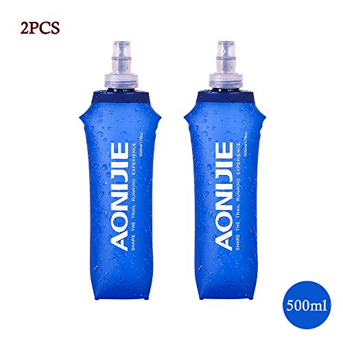 Docooler Foldable Sports BPA PVC Free Soft Running Water Kettle Soft Hiking Flask Hydration Bottle£¨2PCS,500ML£©