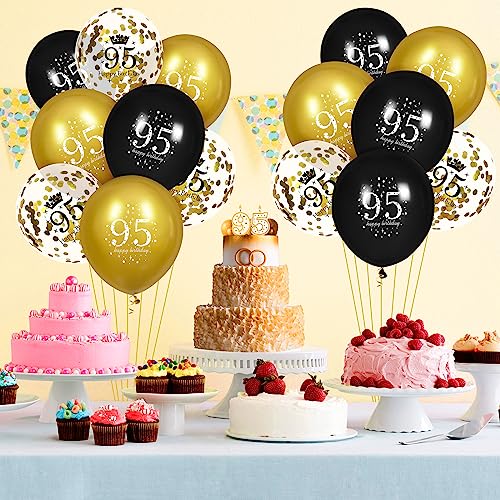 Image of Black Gold 95th Birthday Balloons - 15 Pcs, Party Decorations for Men & Women
