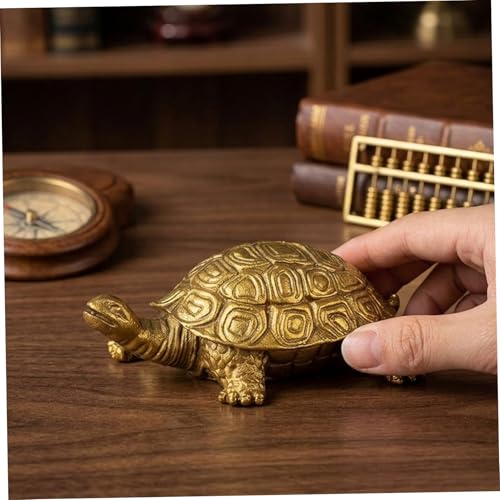 Statue de tortue en laiton faite main : un objet d'art doré d'exception