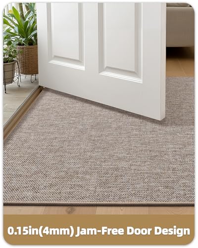 Color&Geometry Ultra-Thin Indoor Door Mat Entrance,17"x30"Light Brown Linen - image 3
