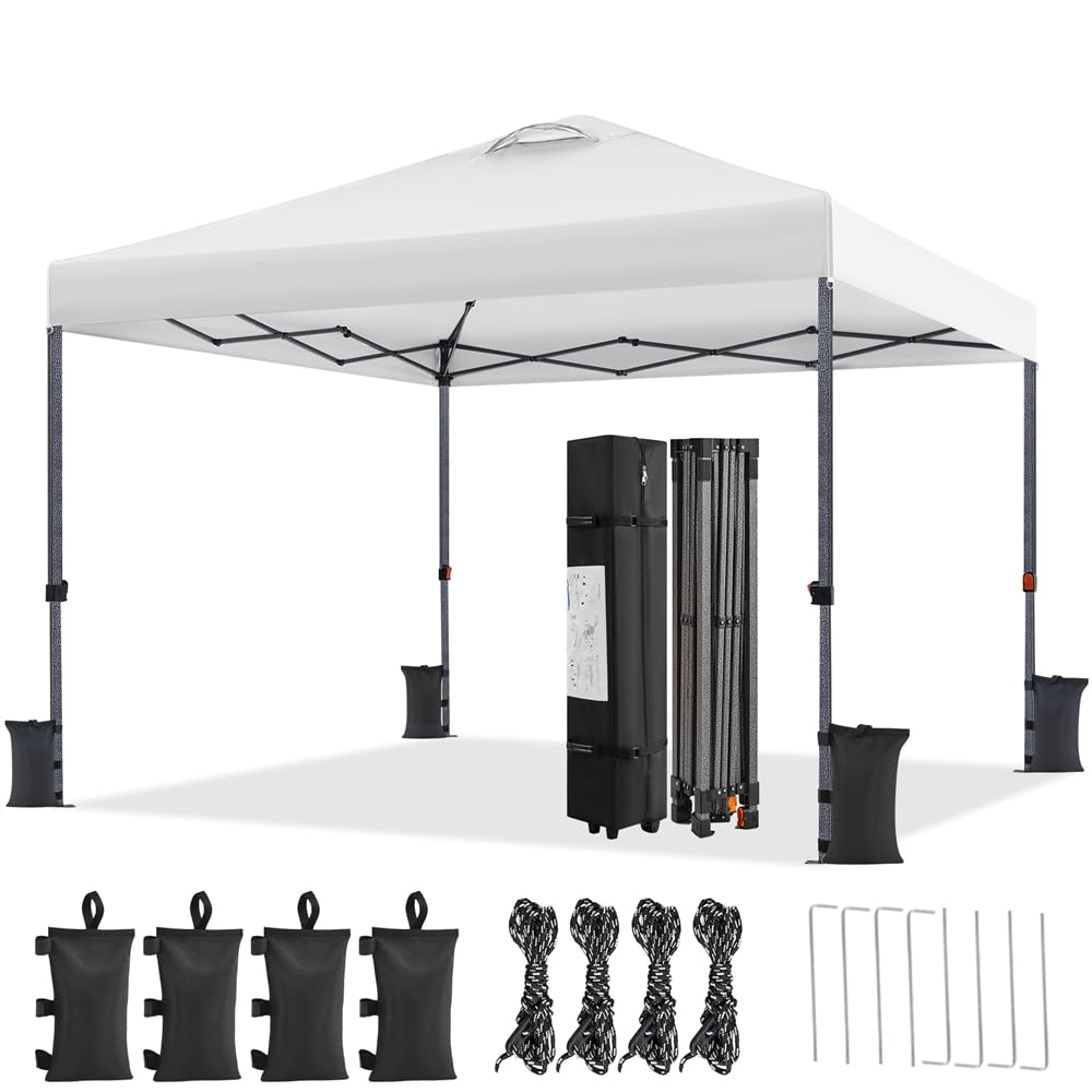 Yaheetech Tonnelle Pliante 3×3m Hauteur Réglable UPF 50+ Imperméable Blanc | Résiste au Vent, avec Sac de Transport Sac de Sable Cordes et Piquets, pour Mariage Camping Jardin Fêtes Foire