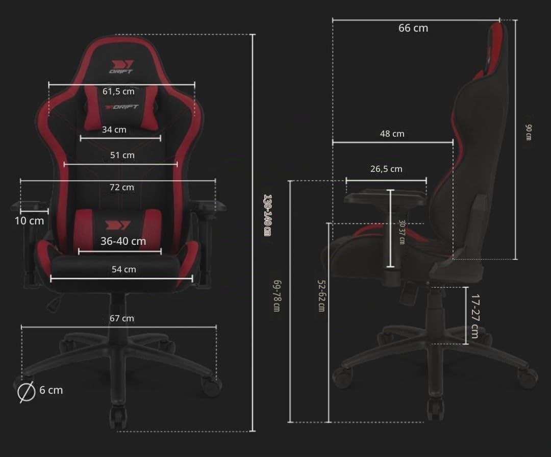 DRIFT GAMING DR110 - Silla Gaming Profesional, Tejido Fabric Alta transpirabilidad, reposabrazos 4D, Ruedas silenciosas, pistón Clase 4, inclinación, cojín Lumbar y Cervical, Color Negro/Azul