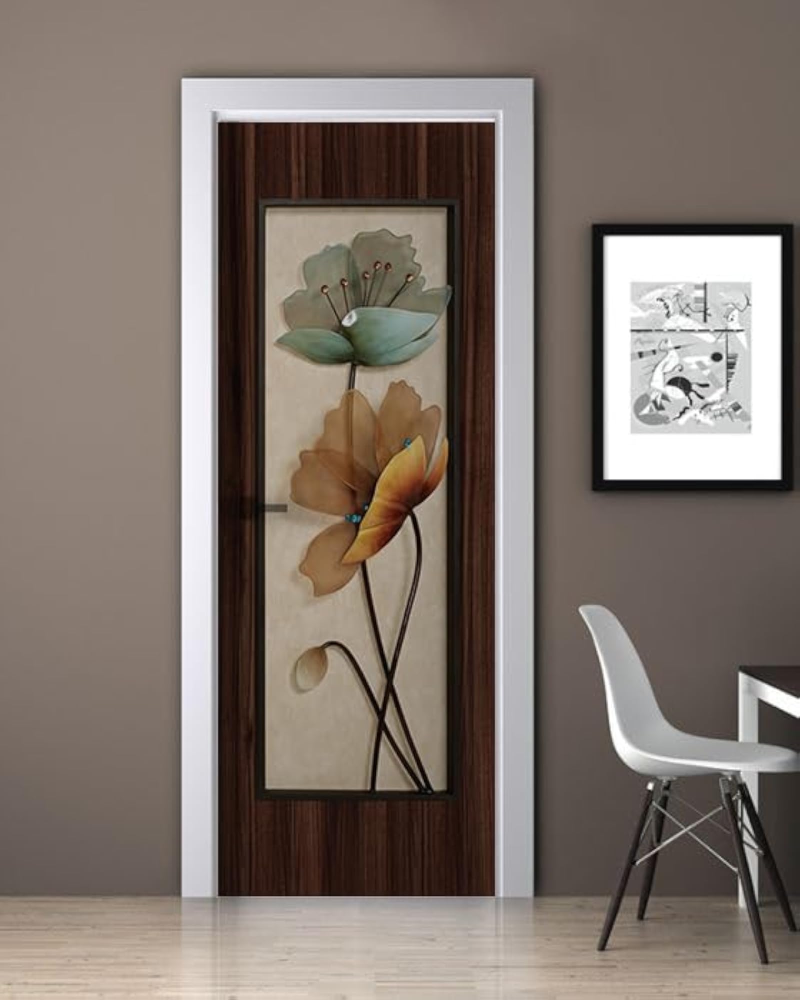 Floral Door Sticker for Home Decor, Removable and Reusable