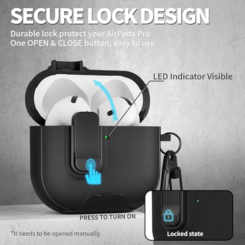 Image of for AirPods 4 Case with Lock,TPU Leather Texture Protective Durability Anti-Lost & Shockproof Protective Cover Accessories with Cleaning Kit in Keychain for Apple iPod 4 Generation (Black)
