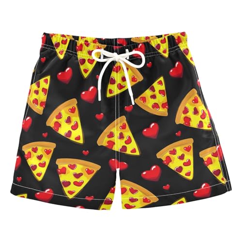 Boys Swim Trunks Pizza Food Red Heart Toddler Swim Shorts Beach Board Shorts Swimsuit