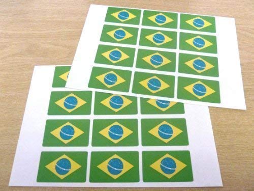Pack de 24 , 50x30mm , Brasil autoadhesivo Pegatinas Con Banderas , Brasileñas auta-adhesivo Bandera Etiquetas