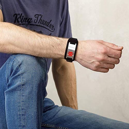 Mprainbow Custom Personalized Medical Alert Id Bracelet,Wide Genuine Leather Stainless Steel Adjustable Wristband #TOP5