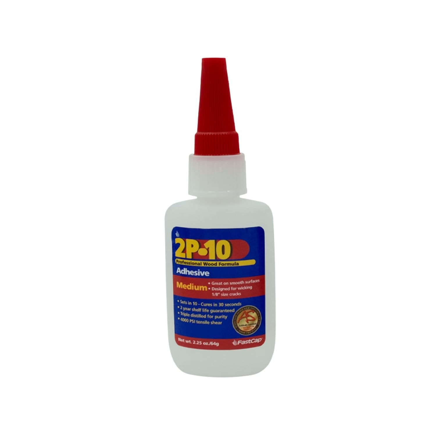 FastCap 2P-10 Professional Medium Wood Adhesive Glue - Ideal for Wood Works - All Purpose Application - 4000 PSI Tensile & Sheer - 2.25 oz. - 80069