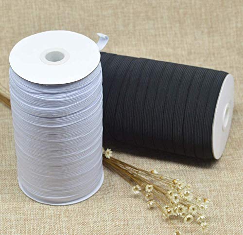 Braided Elastic 1/4'' Wide 144 Yards - Black And White (White) #TOP22