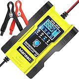 ⚡ 【Das sicherste Auto Ladegerät】: Die Größe des Batterieladegerät Auto wurde reduziert, um die Aufbewahrung zu erleichtern. Das Ladegerät ist mit einem LCD-Display und Touch-Tasten ausgestattet, um das Laden klarer zu gestalten. Der eingebaute Schaltungsschutz verhindert Verpolung, Funkenbildung, Überladung, Überstrom, Unterbrechung, Kurzschluss und Überhitzung. 30S automatische Bildschirmsperre, Kindersicherung erhöht den Sicherheitsfaktor.