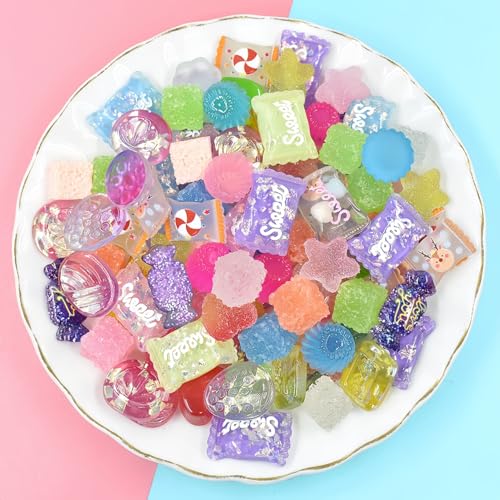 Image of Ulalaza 100pcs Slime Charms Mixed Set Resin Flatback Making Supplies For DIY Craft Making And Ornament Scrapbooking Beads Assorted Candy Fruit Cake Ornament
