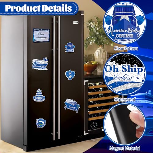 Imanes Decorativos Happy Anniversary Azul Plata miniatura 2