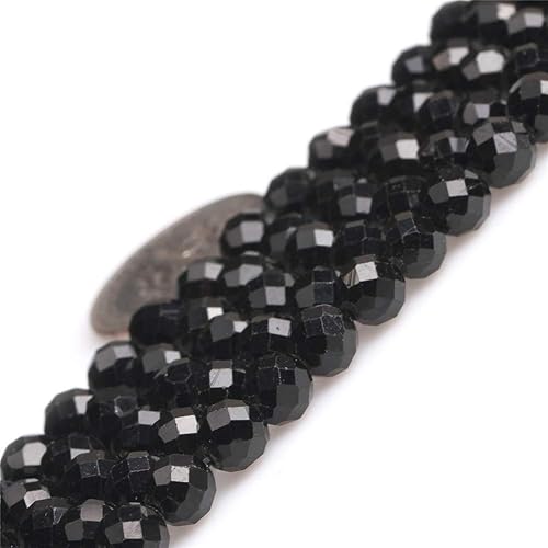 Cuentas separadoras de turmalina negras de Joe Foreman para hacer joyas, redondas facetadas de 15 pulgadas y 0.236 in
