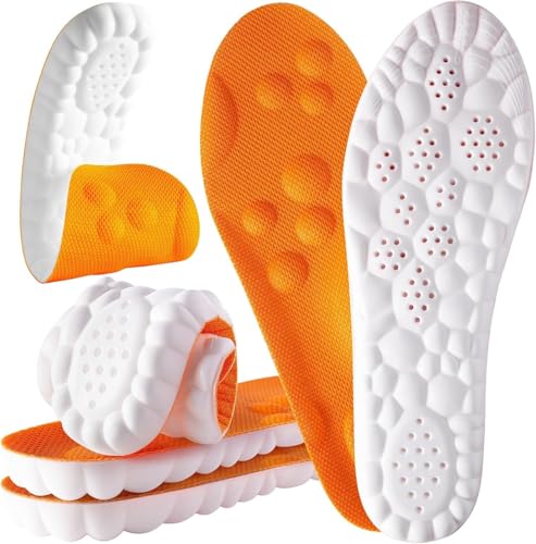 Image of 4D Cloud Steppers Insoles for Men and Women - Shock Absorption Inserts, Soft Anti-Fatigue, Memory Foam Insoles for Shoes, Boots & Sneakers(Orange, Men: US 4-7 / Women: US 5-8.5)